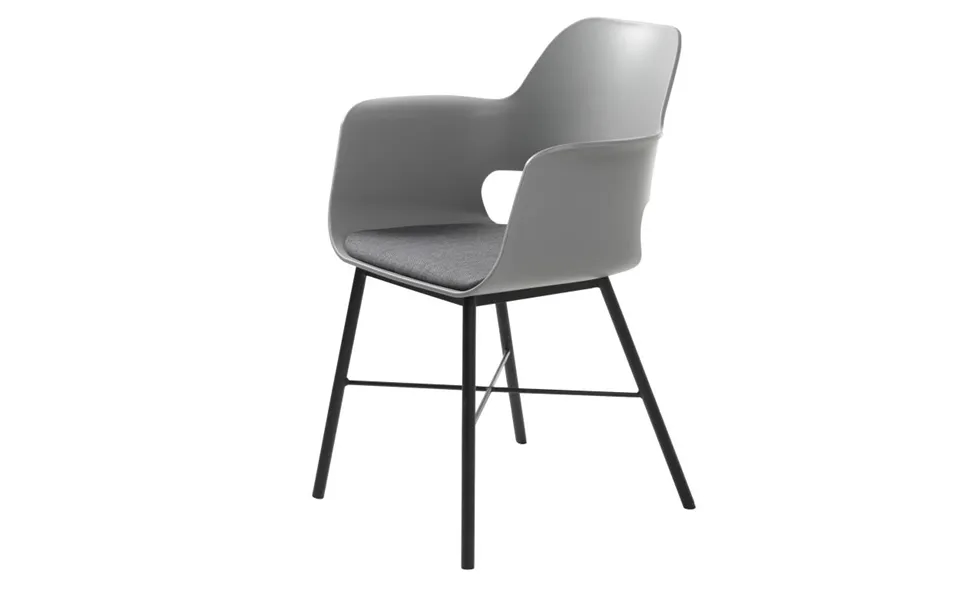Whisper Spisebordsstol Med Armlæn - Grå Plast Og Sort Metal