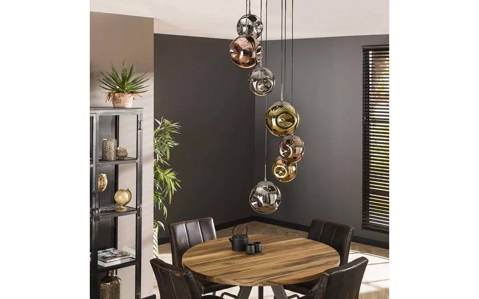 Estrella - Loftlampe I Patineret Metal Og Syv Glaskupler Levering Uden Pære