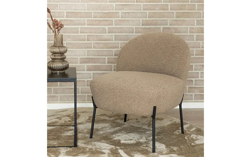 Highland - Lænestol I Blød Gråbrun Kunst Lammeskind