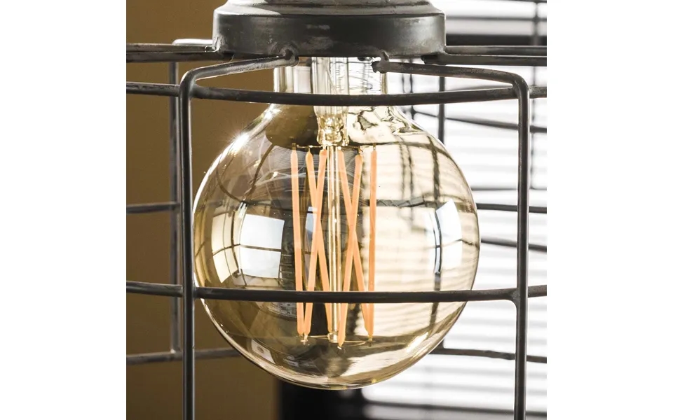 Rund Led Pære I Ravfarvet Glas