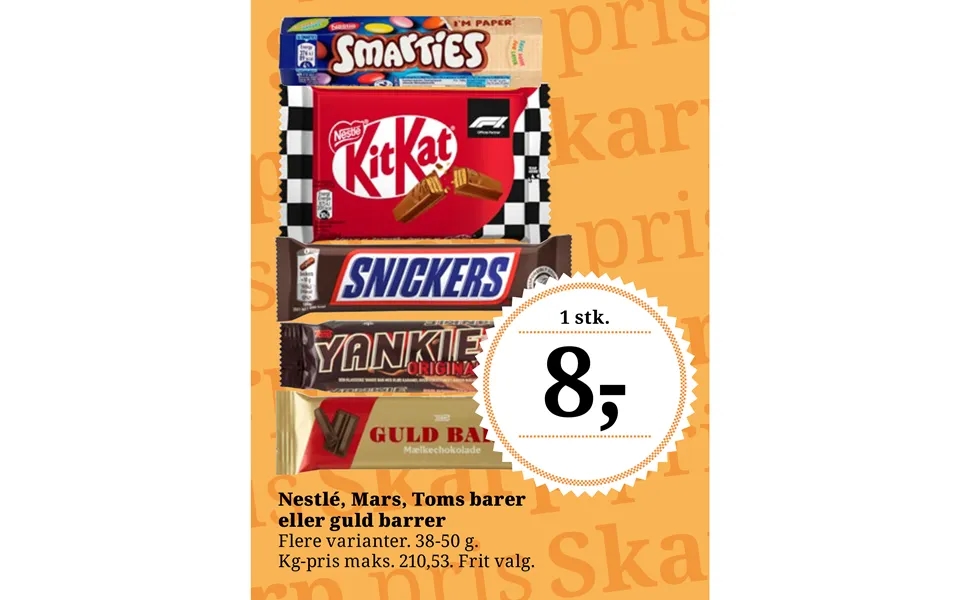 Nestlé, Mars, Toms Barer Eller Guld Barrer