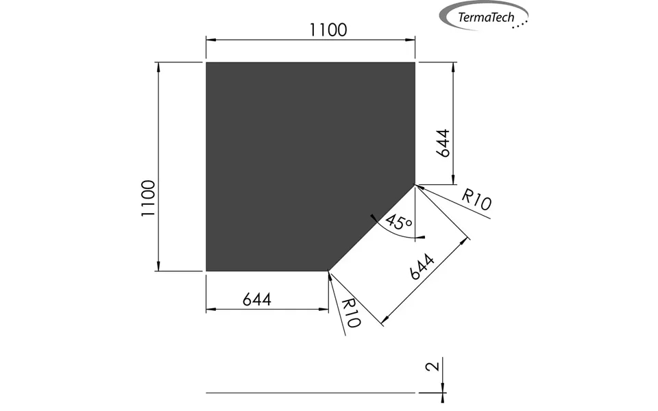 Femkantet Gulvplade I Stål Til Biopejse - 110 X 110 X 65,5 Cm