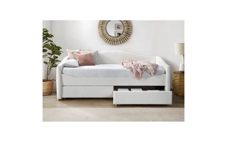 Caydence 90x200cm Seng - Creme- Med Skuffe Til Opbevaring