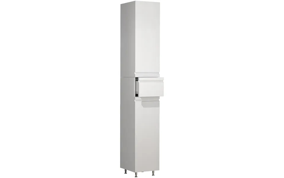 Vcm Nordic Silora Bathroom Tall Cabinet, M. 2 Gates, 2 Shelves, 1 Drawer - White Wood