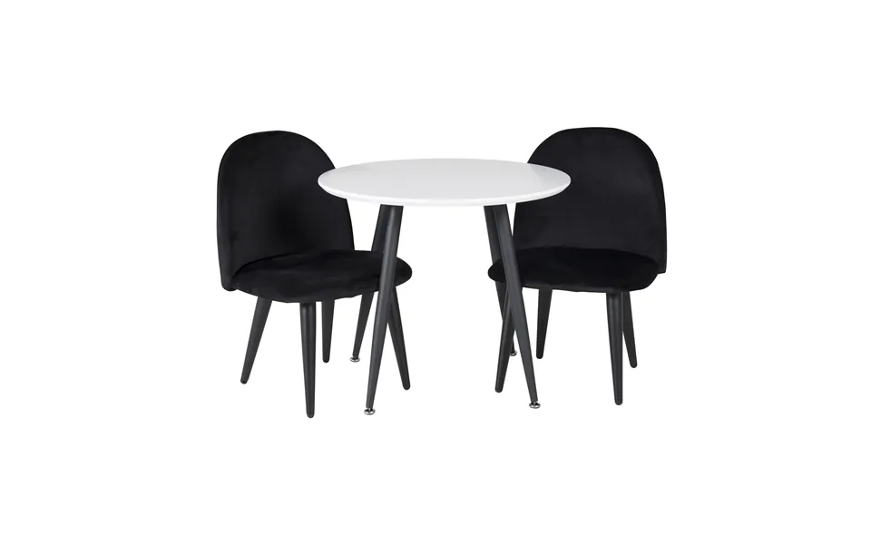 Venture Design Plaza Børnebord Og 2 Børnestole - Hvid Mdf Sort Metal Og Sort Fløjl Sort Metal