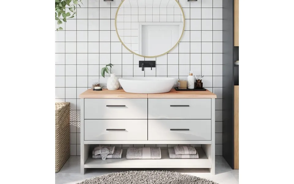 Bordplade Til Badeværelse 140x60x 2-4 Cm Massivt Træ Ubehandlet