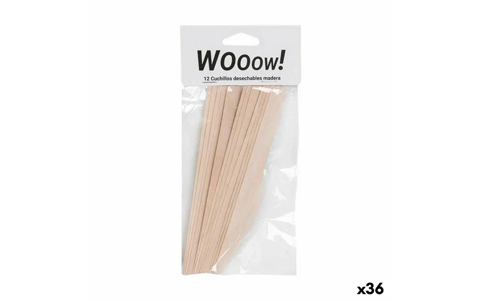 Engangsknive I Træ - 12 Dele, 16,5 × 2,2 × 1,8 Cm 36 Pakker