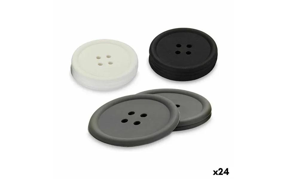 Glasbrikker Kinvara - Sæt Med 24 Stk., Knap-design, Hvid Sort Grå, Silikone Og Plast