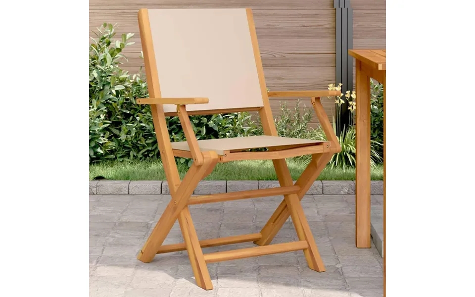 Havestole 2 Stk. Massivt Akacietræ Og Stof Beige