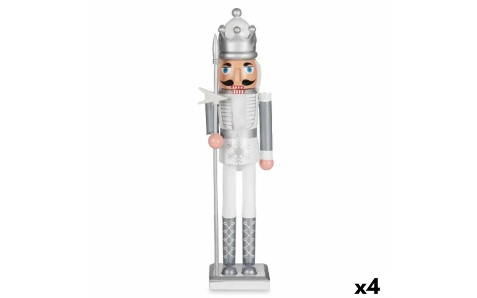 Julepynt Nøddeknækker Krist Hvid Sølv - 59,5 Cm 4 Stk