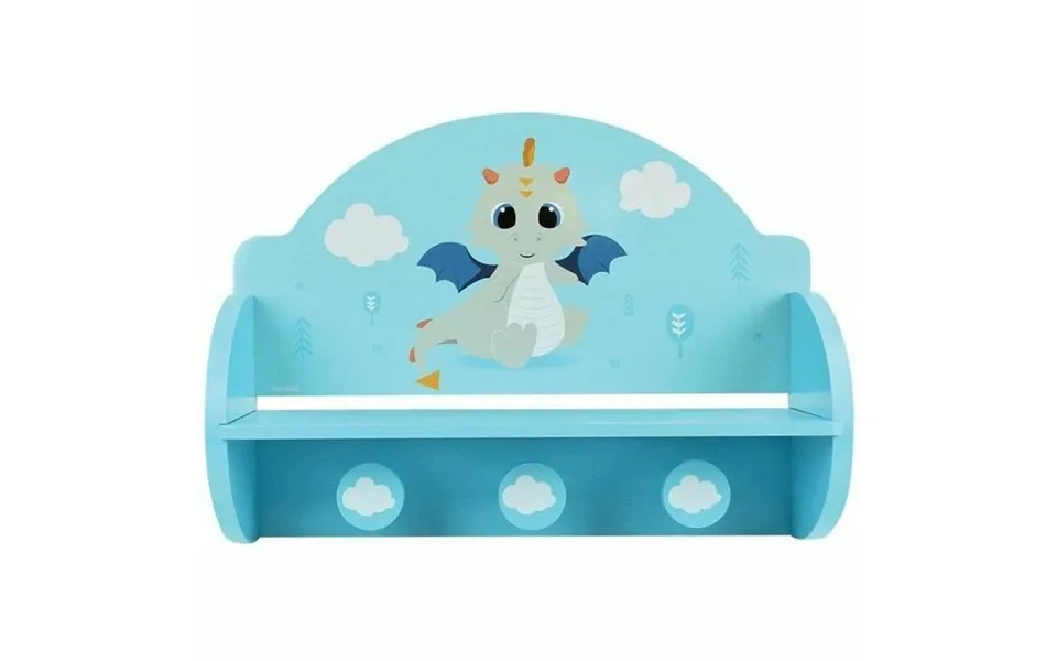 Knagerække Til Væg - Fun House Drage, Blå Mdf 33 × 46 × 15 Cm