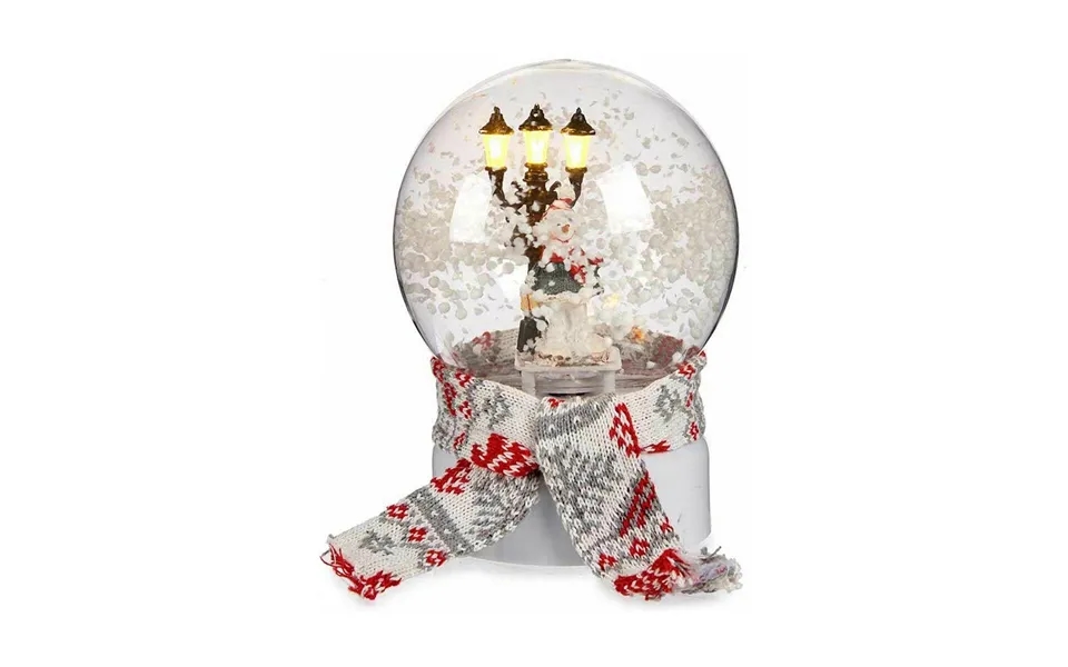 Krist Snekugle Med Sne-mand Og Halstørklæde - Hvid, 13 × 19,5 × 13 Cm