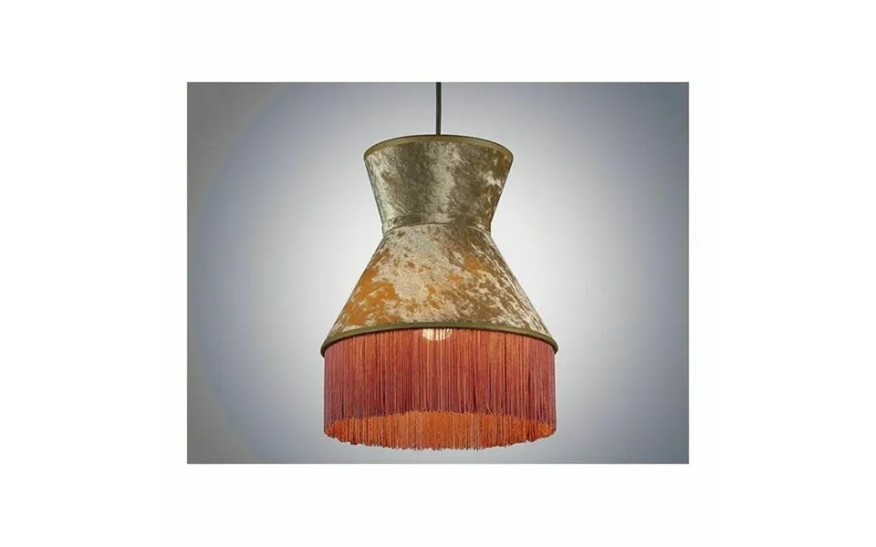 Lampeskærm I Fløjl Med Frynser 25 × 25 × 32 Cm - Pink, E27