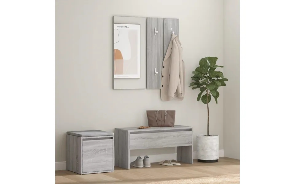 Møbelsæt Til Entré Konstrueret Træ Grå Sonoma-eg