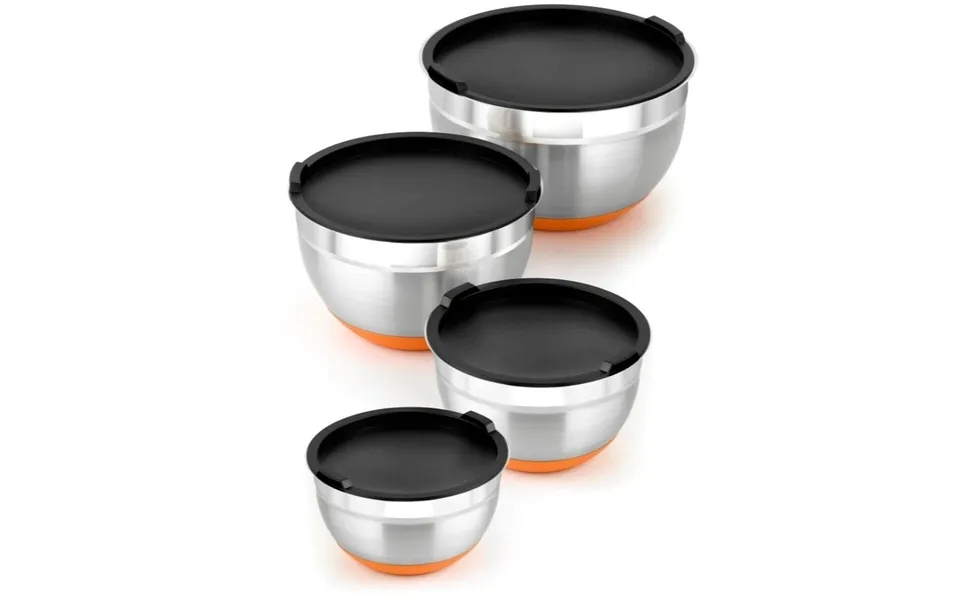 Røreskåle I Rustfrit Stål Bra Efficient - Sæt Med 4 Med Låg