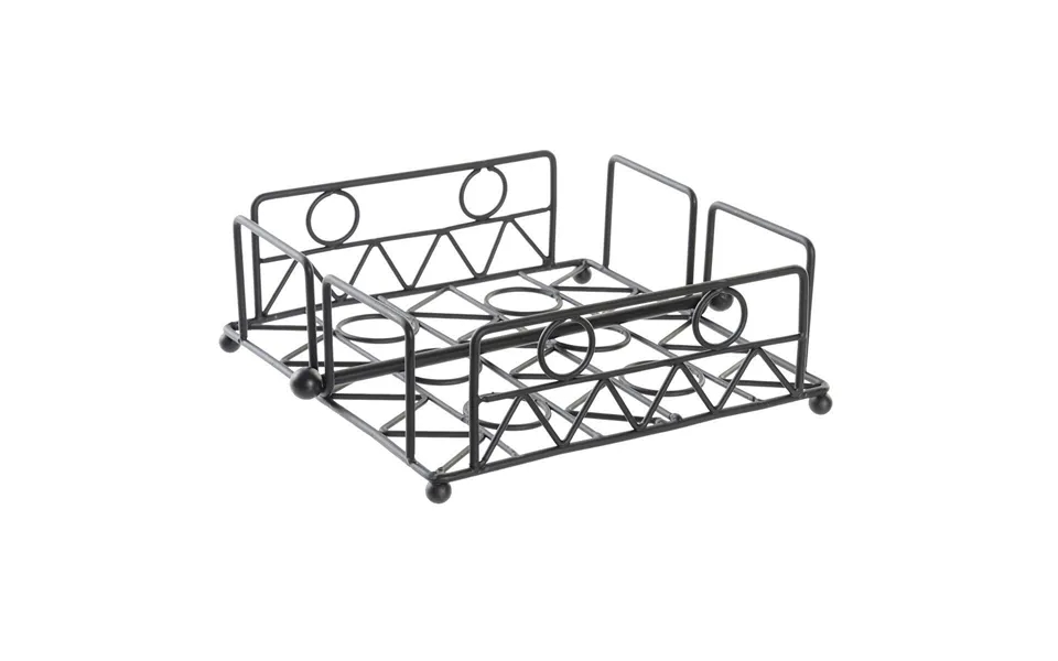 Servietholder - Geometri, Sort Metal, 18 X 18 X 7 Cm