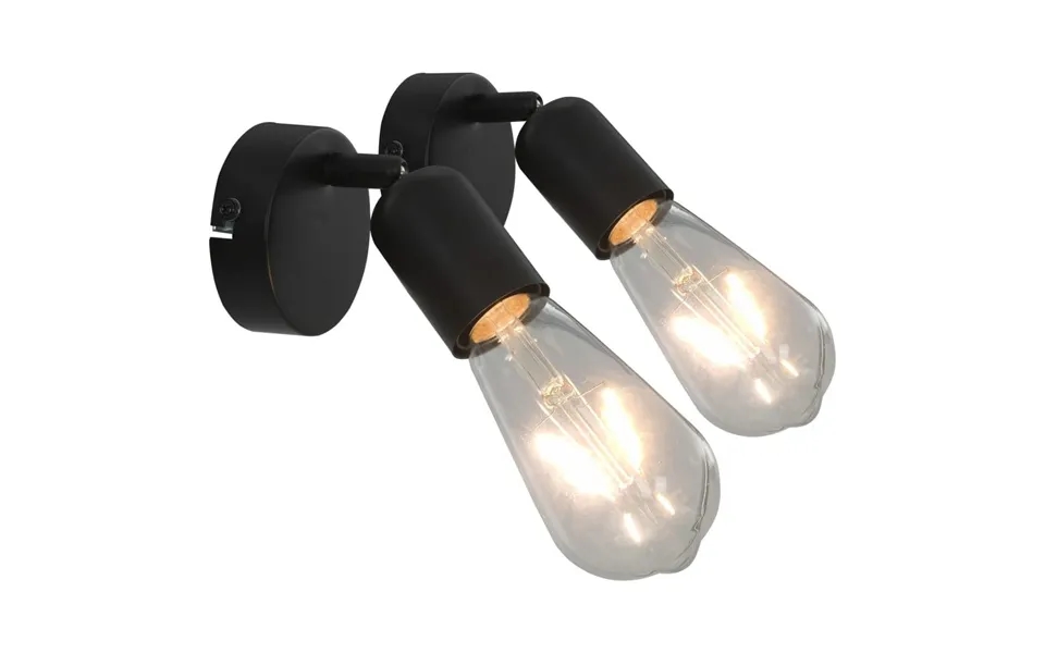 Spotlamper 2 Stk. Med Glødepærer 2 W E27 Sort