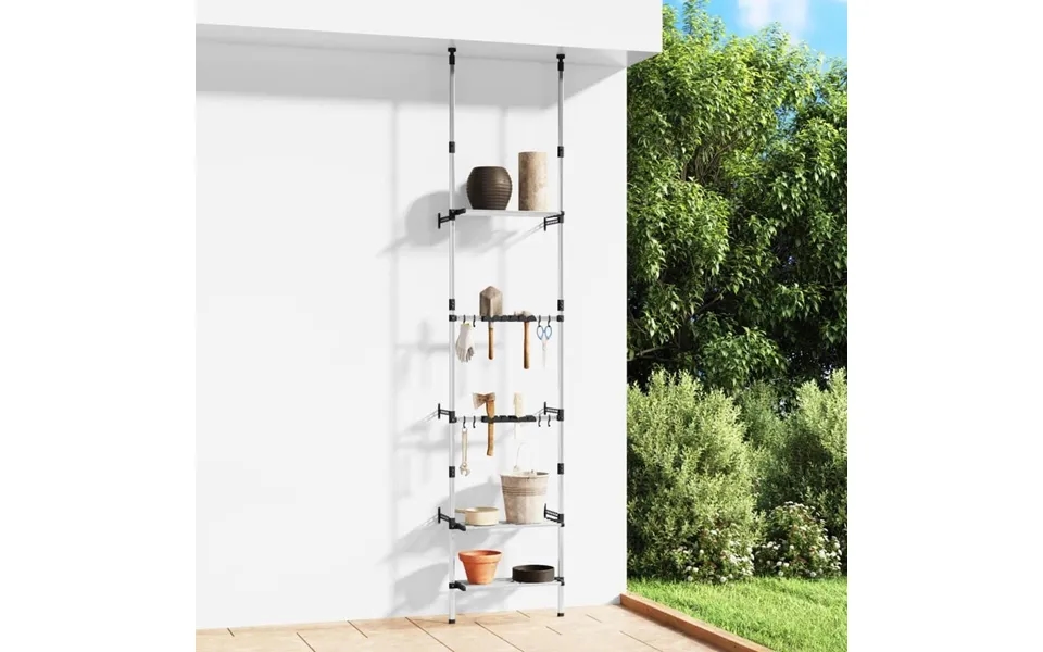 Teleskopisk Havestativ Med 3 Hylder Aluminium Sølvfarvet