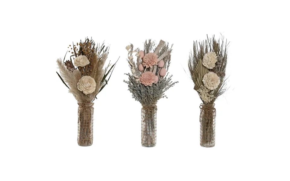 Tørret Blomsterbundt I Vase, Multifarvet Natur - 20 × 10 × 50 Cm 3 Stk