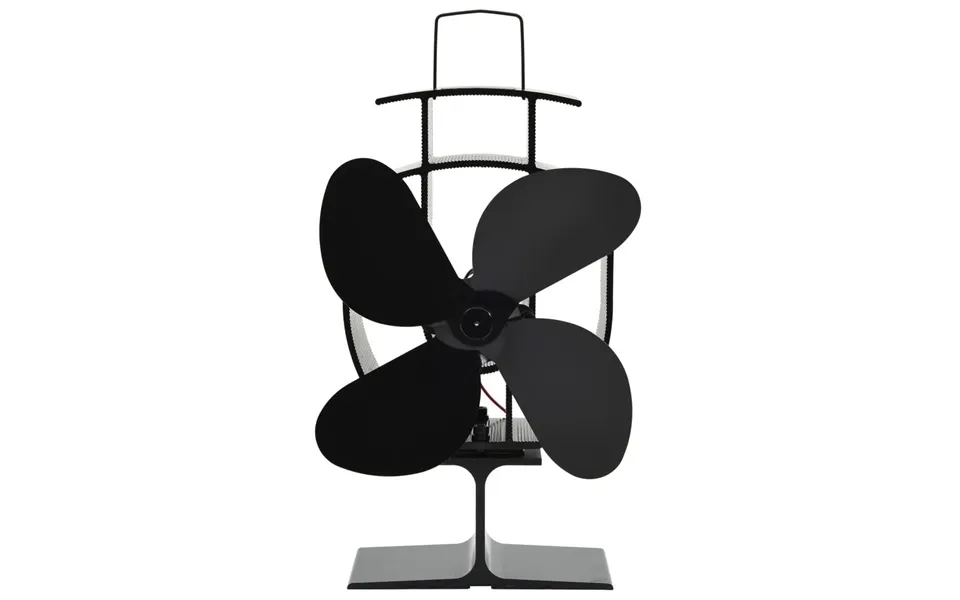 Varmedrevet Ovnventilator 4 Blade Sort