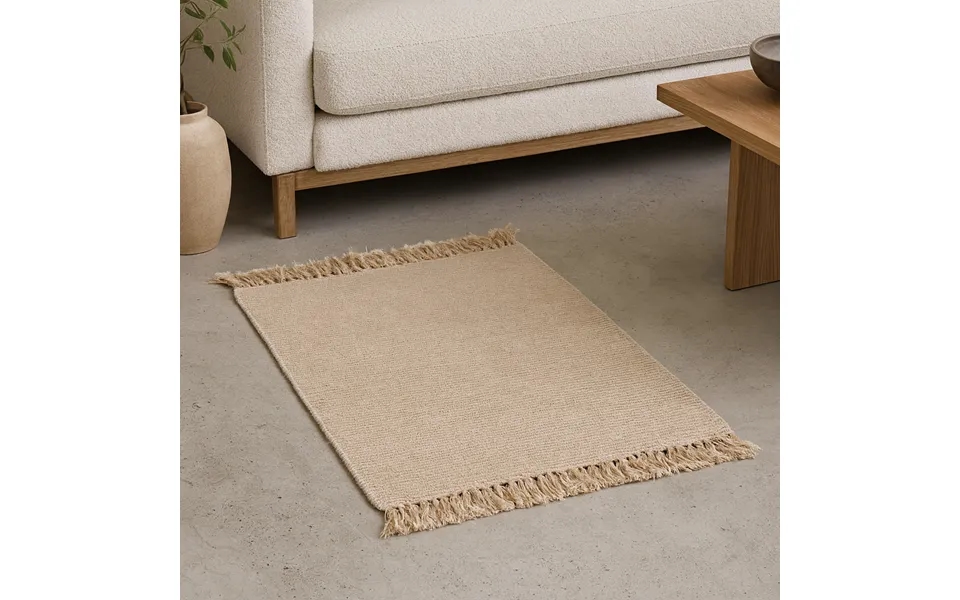 Beige Gulvtæppe I 100% Bomuld 50×80 Cm