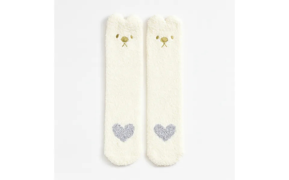 Fluffy Dame Strømper - Hvid