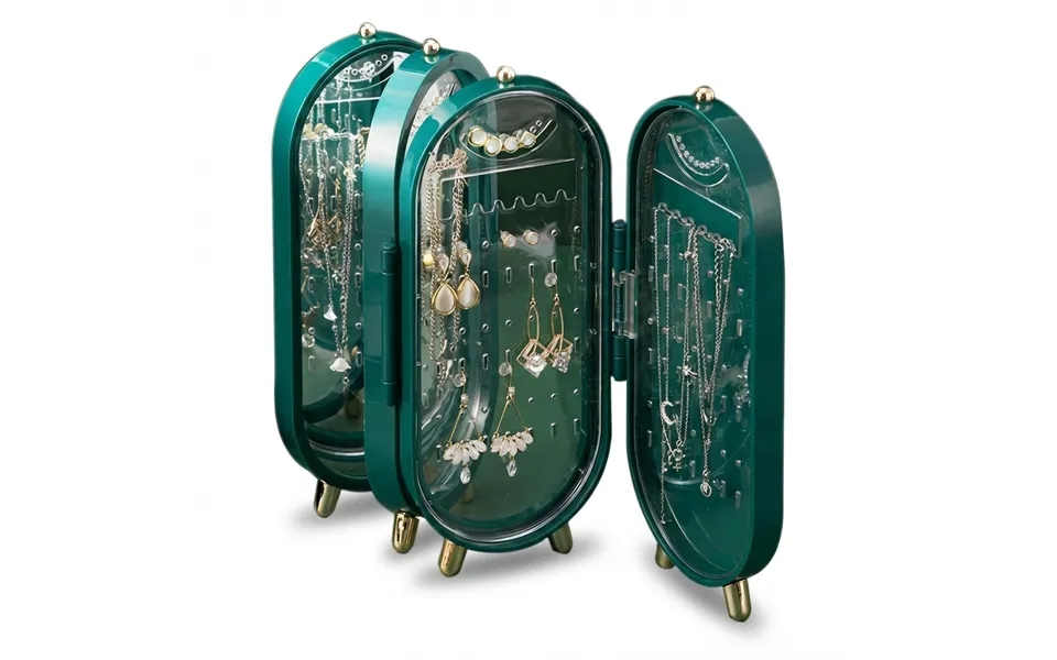 Grønt Smykkeskrin Opbevaring Til Øreringe - Ringe Og Armbånd
