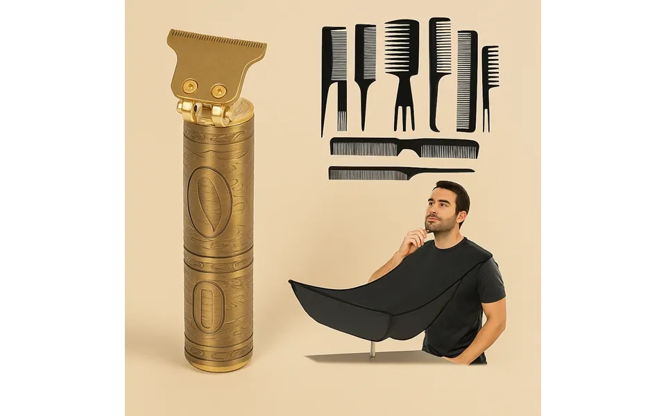 Ultimativ Grooming Pakke Hår & Skægtrimmer - Frisørkam Sæt Og Barberings Forklæde