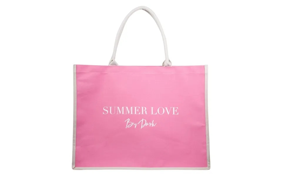 Dark Canvas Tote Large Summer Love Bubblegum Pink With Sand