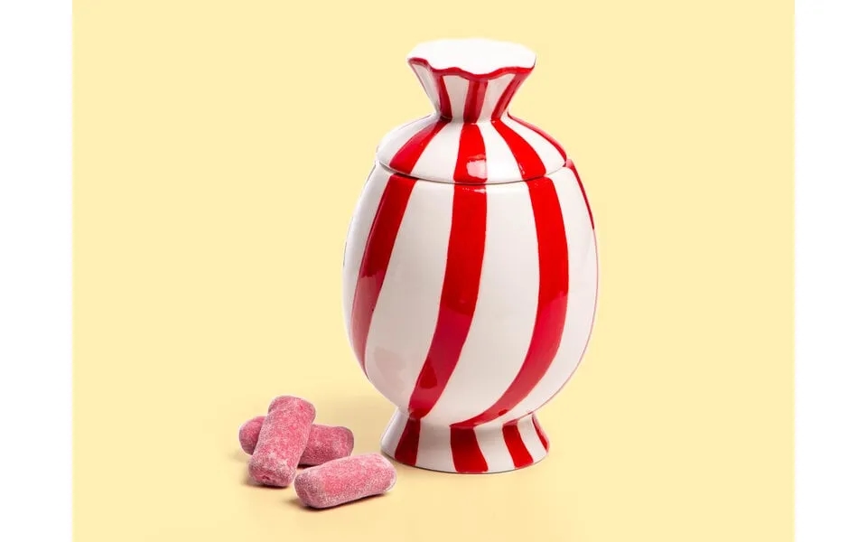 Rødhvidstribet Karamelkrukke