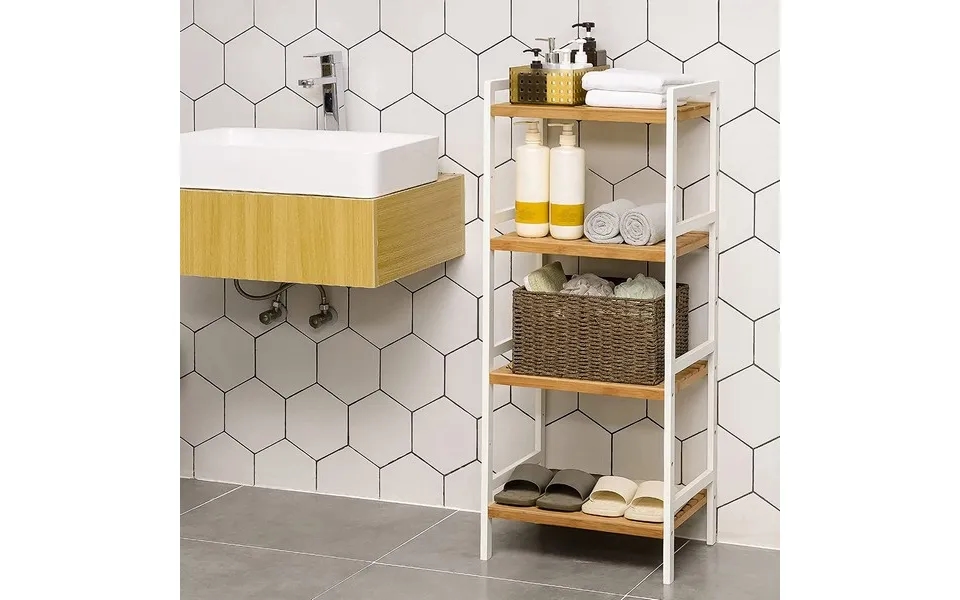 Badeværelsesreol Med 4 Hylder - Bambus Reol