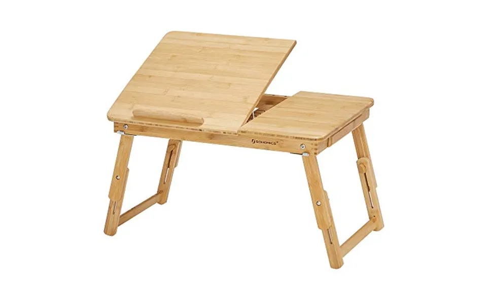 Bærebar Laptop Stand I Bambus - Justerbar Sammenklappelig