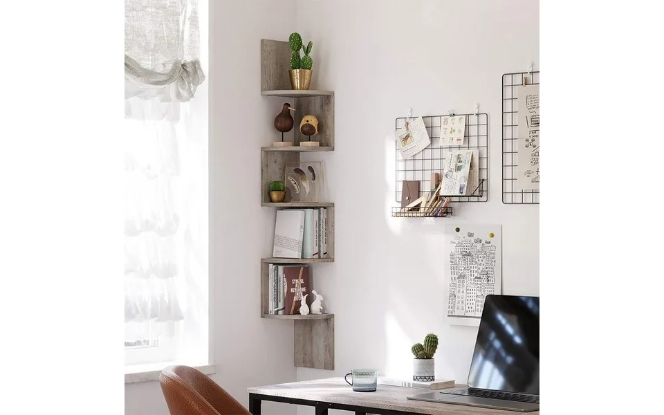 Hjørnereol - Væghængt Bogreol Med 5 Hylder