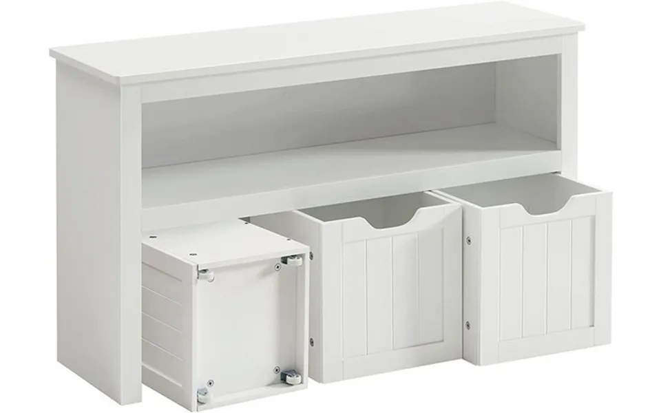 Lille Kommode Med Hylder Og Kasse Til Opbevaring - Hvid 102x30x60