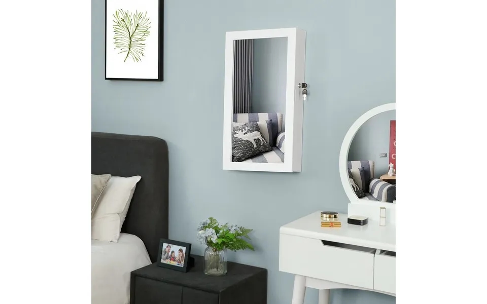 Væghængt Smykkeskab, Skab Med Spejl, Spejlskab Til Smykker - Smykkeopbevaring