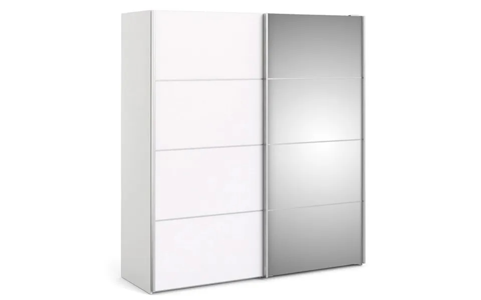 Modena Garderobeskab 180cm Bredt Hvidt Med En Spejl Skydedør