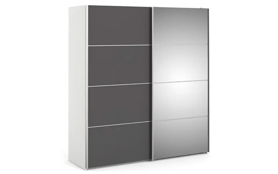 Modena Garderobeskab 180cm Bredt Mørkegrå Med En Spejlskydedør