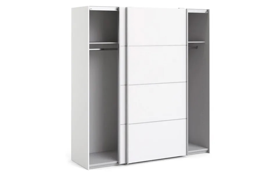 Modena Hvidt Garderobeskab Med 2 Skydedøre 180 Cm Bredt