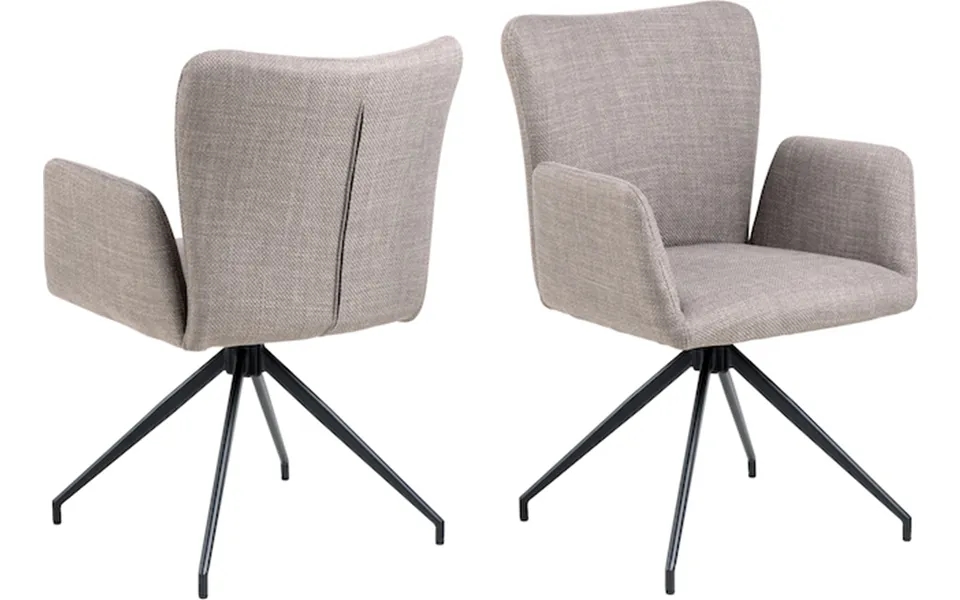 Sofie Spisebordsstol Med Armlæn Og Drejefod I Lys Gråbrunt Møbelstofi