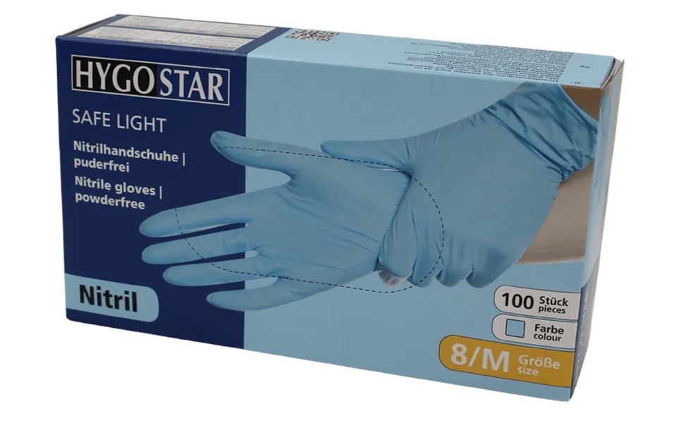 Nitril Engangshandske Hygostar Safe Light Pudderfri - Medium