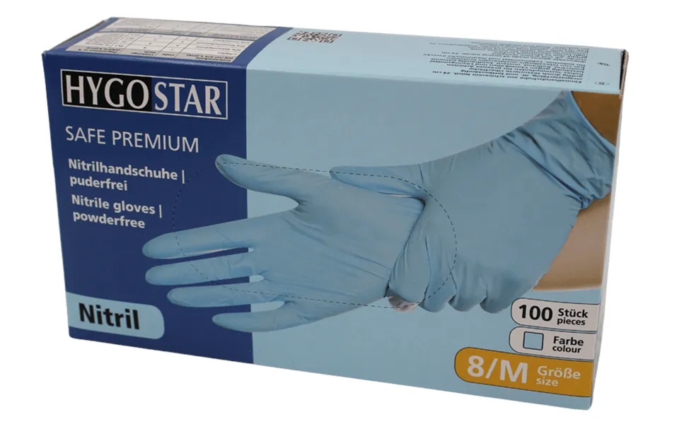 Nitril Engangshandske Hygostar Safe Premium Pudderfri - Medium