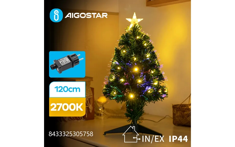 120cm Juletræ Led Lyskæde, Varm Hvid - 8 Lysspil, Timer, Ip44