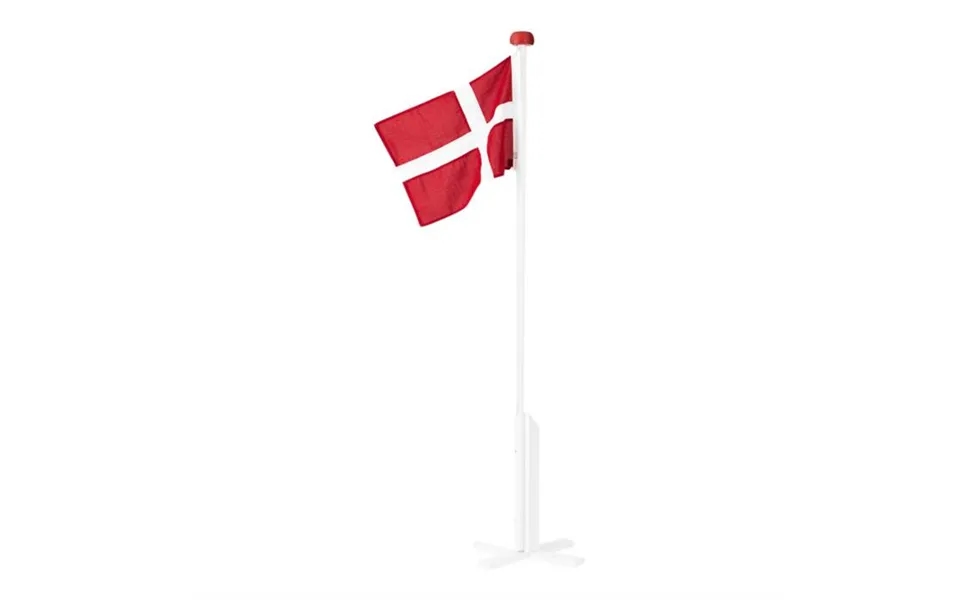Flagstang I Hvid Med Dannebrogsflag 180 Cm.