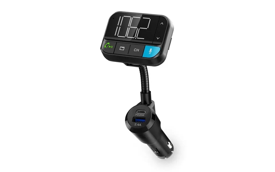 Car Fm Transmitter Gooseneck Handsfree Calls 2 Black White Screen Bluetooth Pd 20 W Qc 3