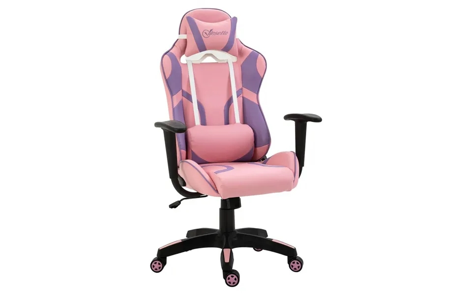 Ergonomisk Spillestol Med Massage - Pink Lilla