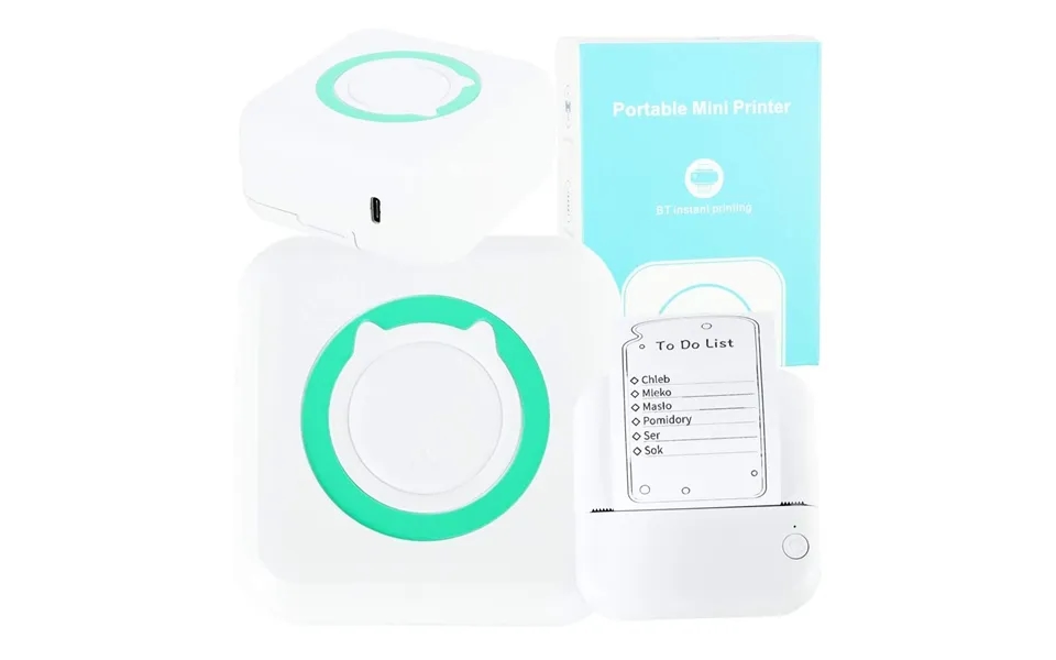 Mini Termisk Fotoprinter Usb Firkantet Blå