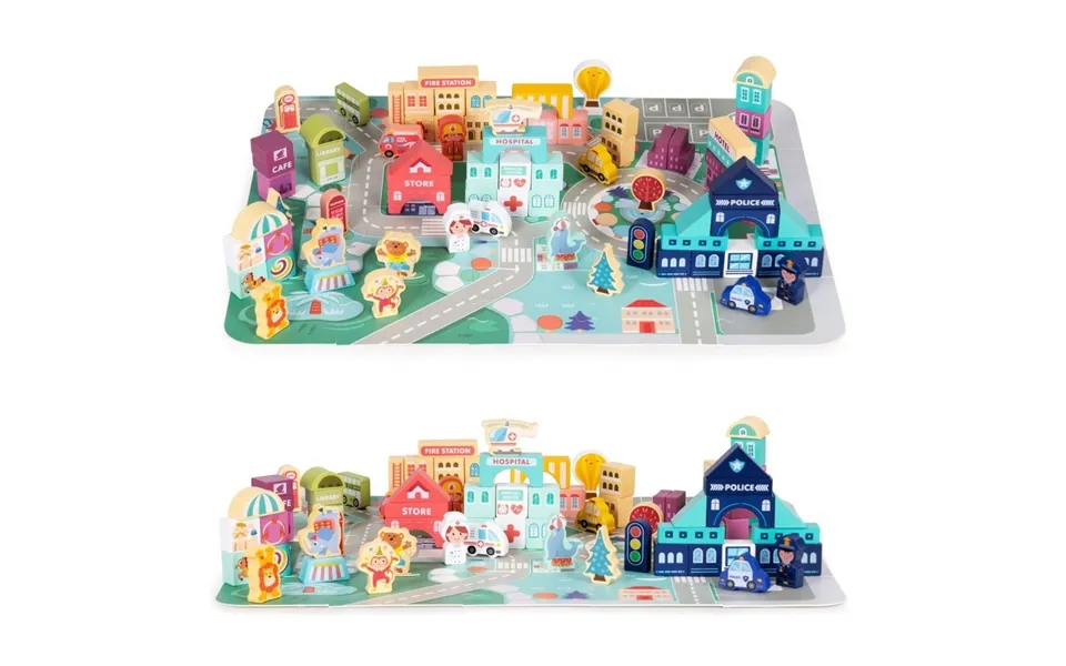 Økologisk Træbysæt Til Børn 3 - 121 Stk