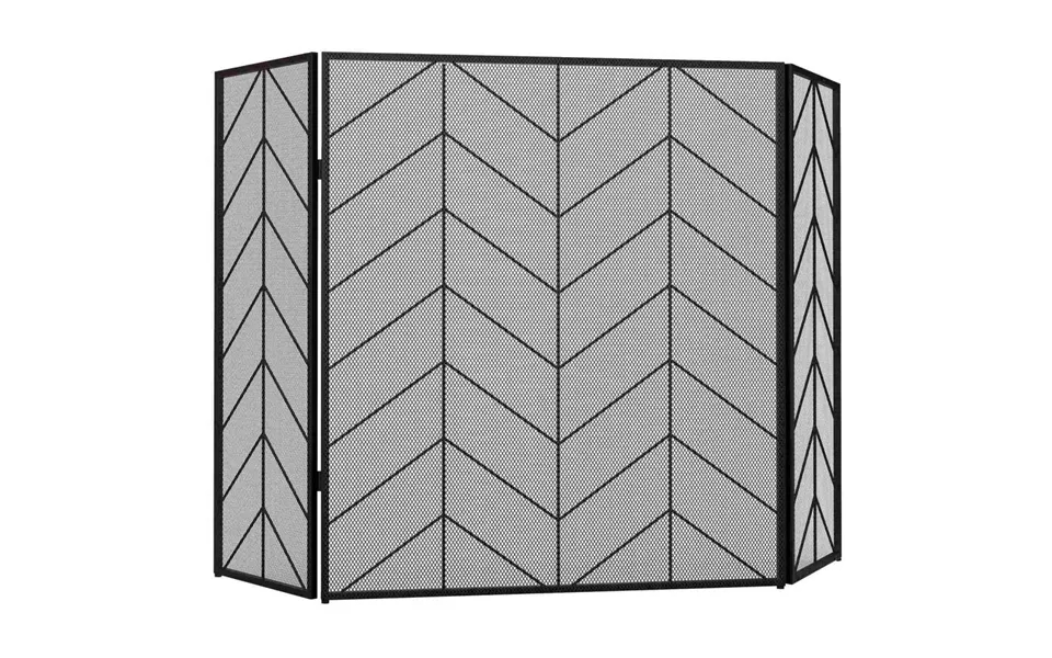 Pejseskærm - Foldelig Pejslåge Med 3 Paneler