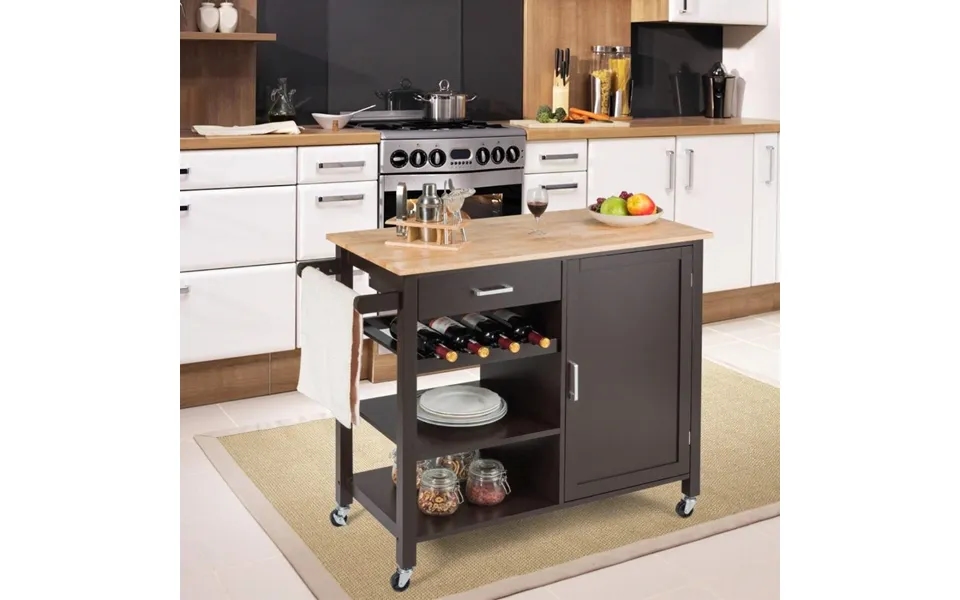 Rullekøkkenvogn Mobil Køkkenø Med Skuffe 100 X 48 X 90 Cm Brun