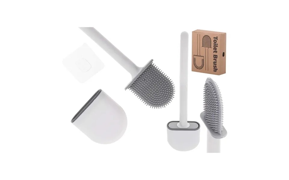 Silikone Toiletbørste Med Beholder - Hvid